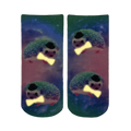 Pair of Hedgehog Glow socks shown against a dark purple background. [lf]
