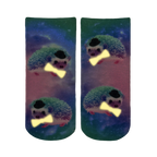 Pair of Hedgehog Glow socks shown against a dark purple background. [lf]