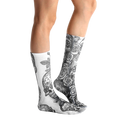 Lifestyle shot showing Dia socks on a person's legs. [lf]