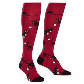 winosaurus wine themed womens red novelty knee high socks