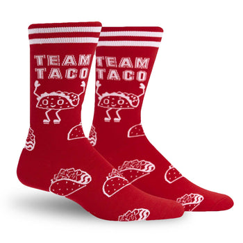 team taco taco themed mens red novelty crew socks