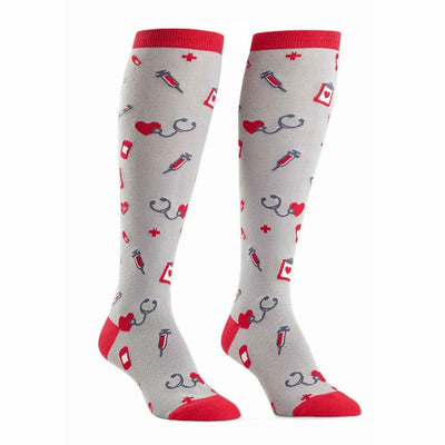 nurse nurse themed womens grey novelty knee high socks