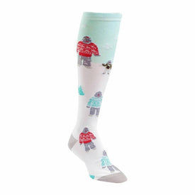 the yeti family christmas themed womens white novelty knee high socks