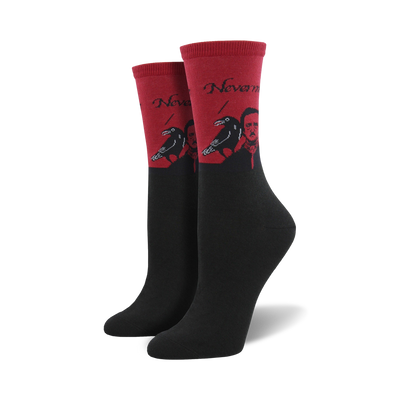 edgar allan poe people themed womens black novelty crew socks