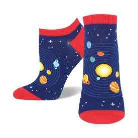 all systems go space themed womens blue novelty ankle socks