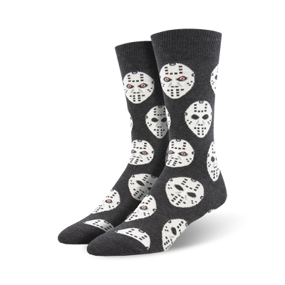 face off hockey themed mens grey novelty crew socks