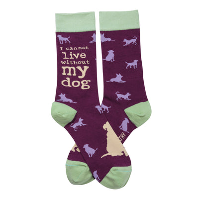 without my dog dog themed womens purple novelty crew socks