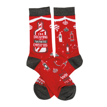 white christmas christmas themed mens & womens unisex red novelty crew socks
