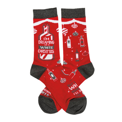 white christmas christmas themed mens & womens unisex red novelty crew socks