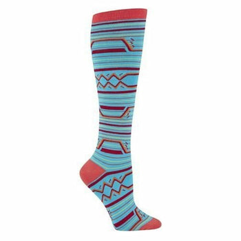 geo print geometric themed womens blue novelty knee high socks